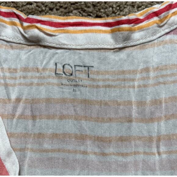 Women’s Medium Ann Taylor Loft Outlet Orange & Pink Striped V-Neck Tank Top - Picture 3 of 4